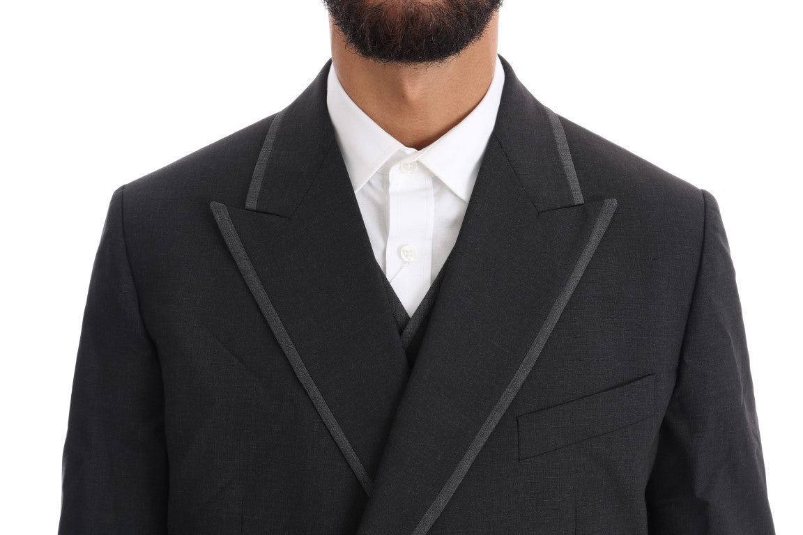 Costume croisé gris élégant en laine Dolce &amp; Gabbana