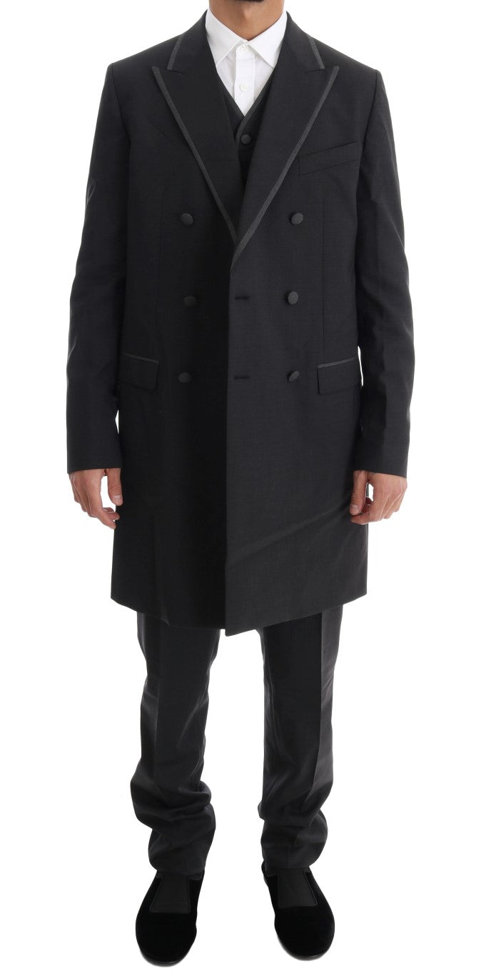 Costume croisé gris élégant en laine Dolce &amp; Gabbana