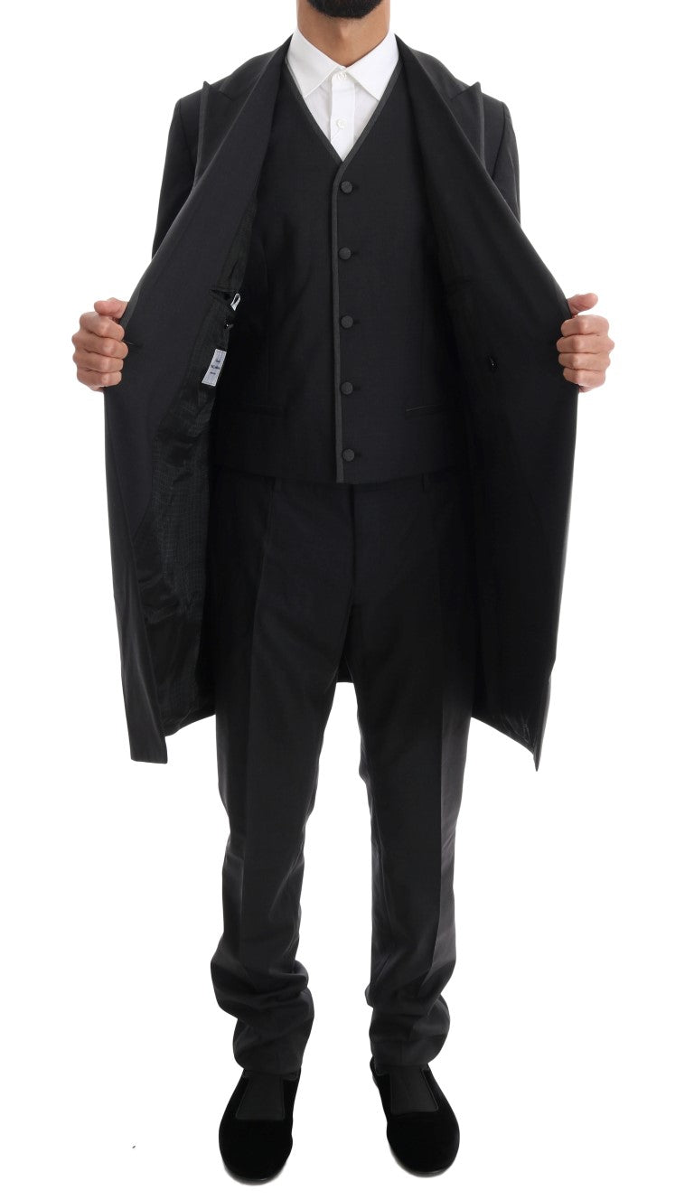 Costume croisé gris élégant en laine Dolce &amp; Gabbana
