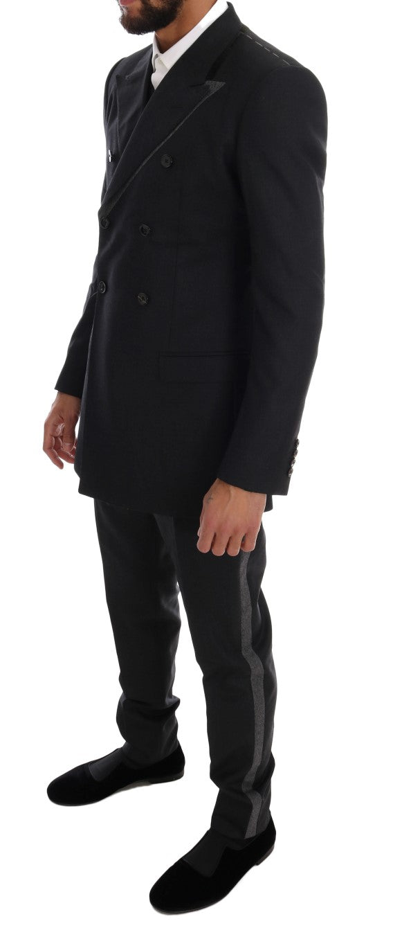 Costume croisé gris élégant en laine Dolce &amp; Gabbana