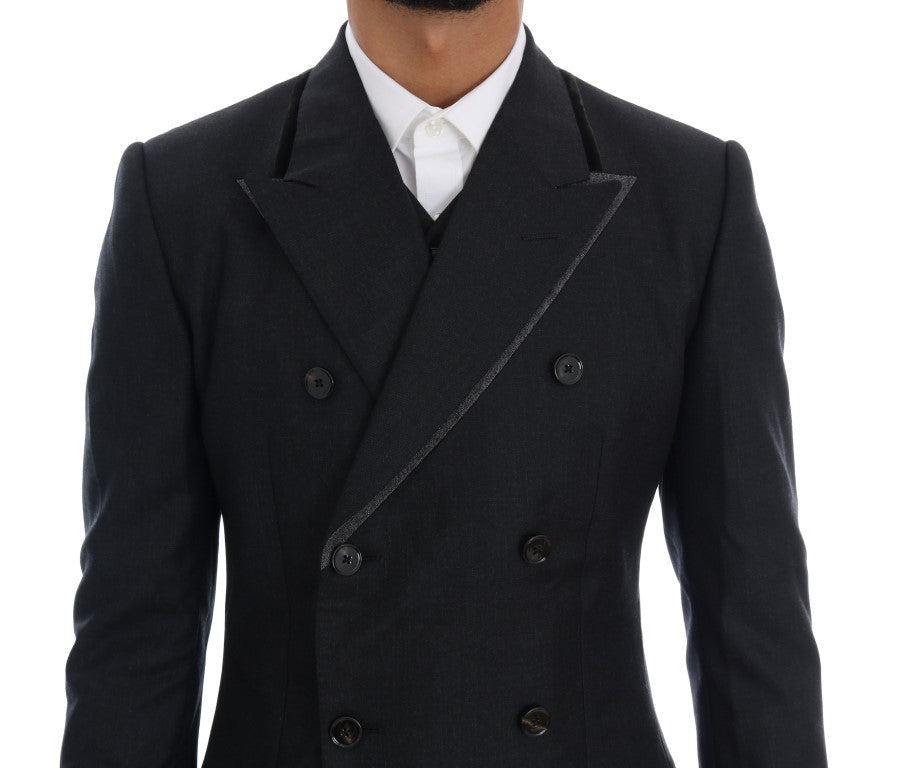 Costume croisé gris élégant en laine Dolce &amp; Gabbana