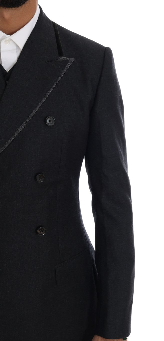 Costume croisé gris élégant en laine Dolce &amp; Gabbana
