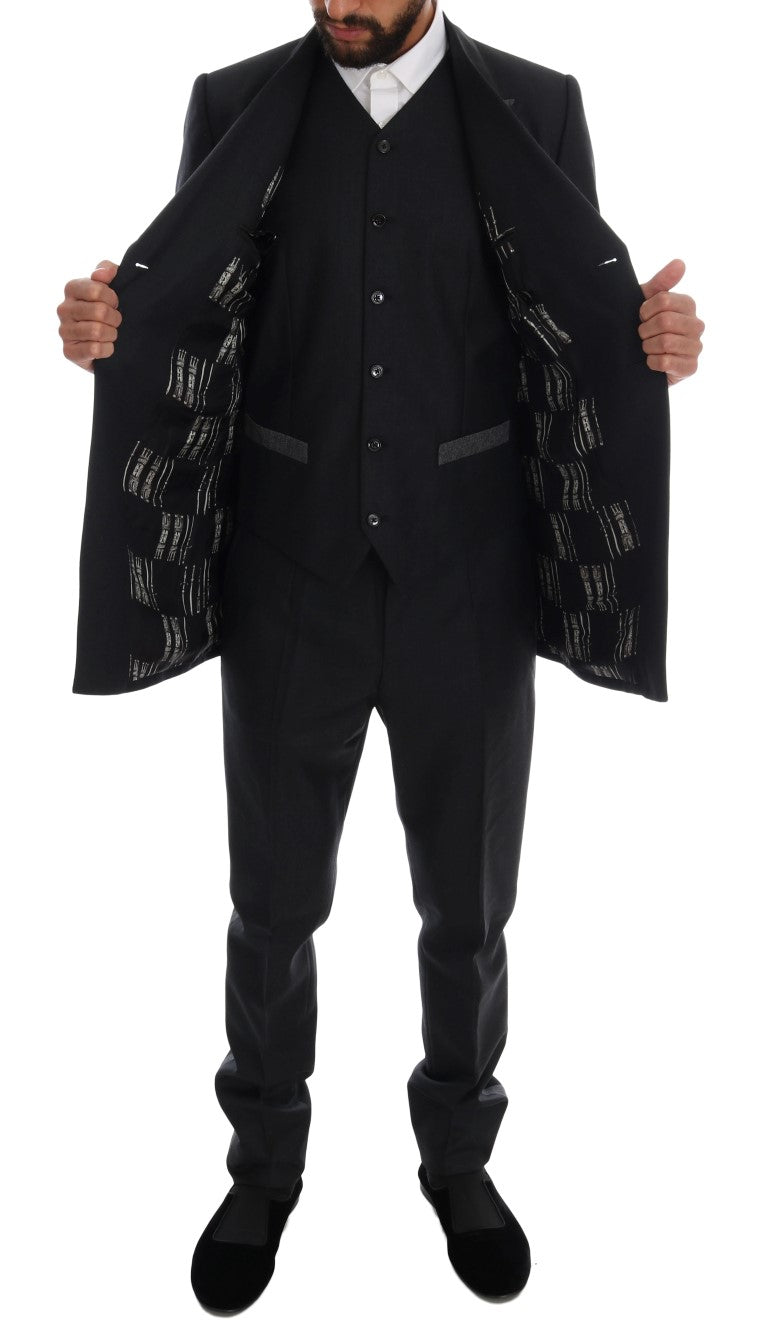 Costume croisé gris élégant en laine Dolce &amp; Gabbana