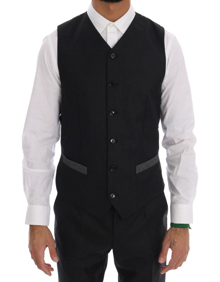 Costume croisé gris élégant en laine Dolce &amp; Gabbana