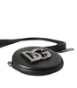 Dolce & Gabbana Black Round Leather DG Logo Coin Purse Lanyard Wallet