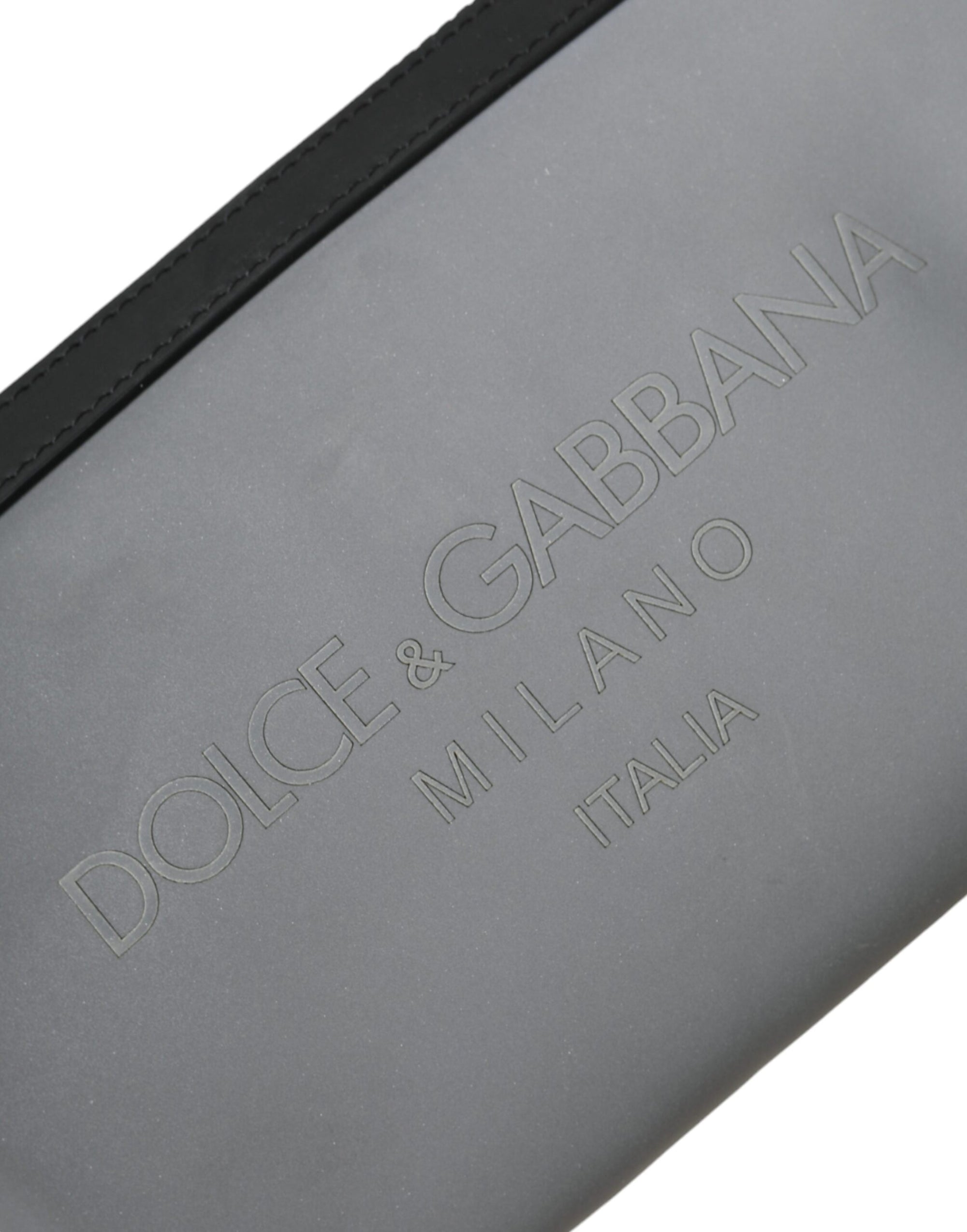 Sac banane à fermeture éclair en néoprène gris Dolce &amp; Gabbana avec logo