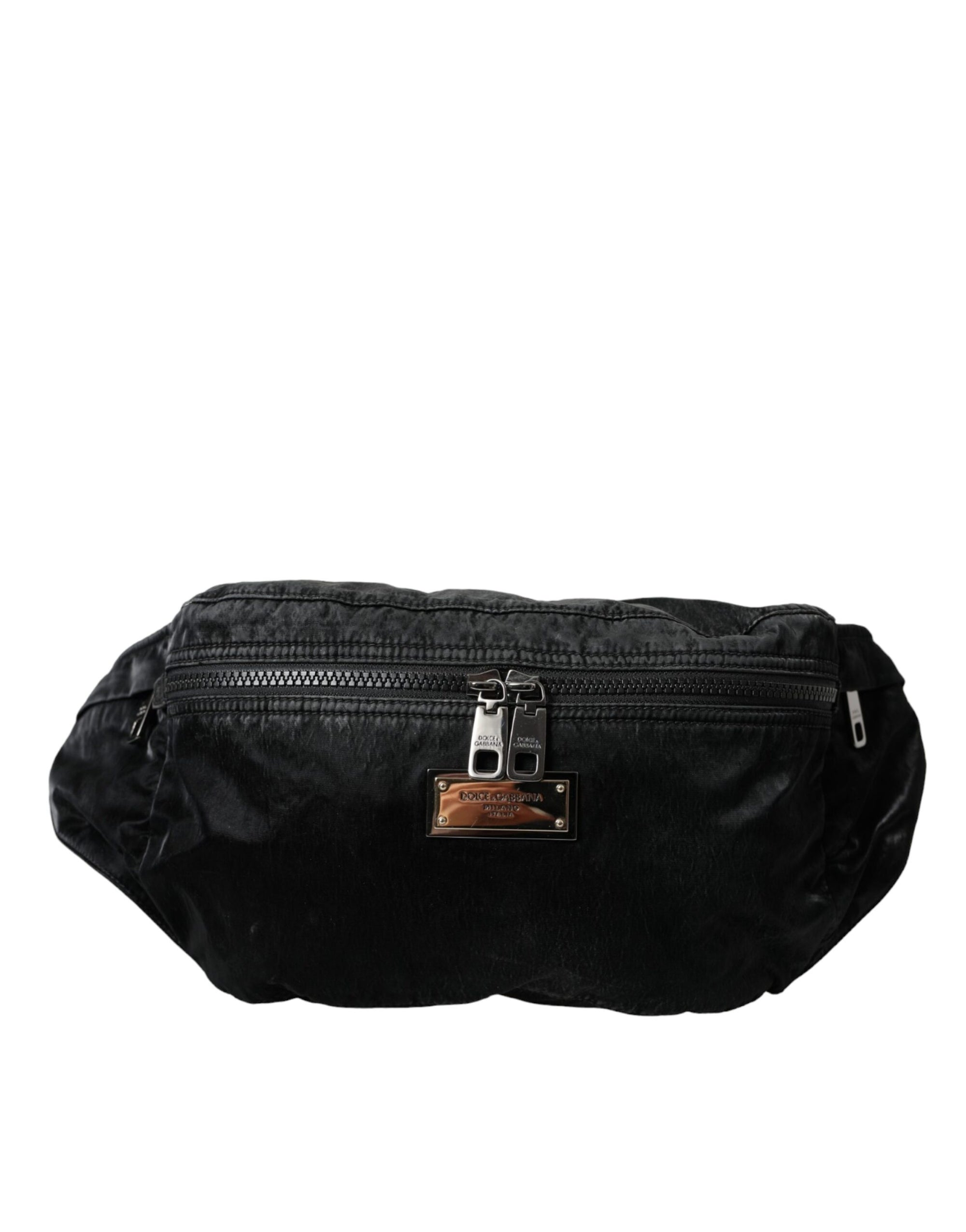 Sac banane Dolce & Gabbana en nylon noir avec plaque logo