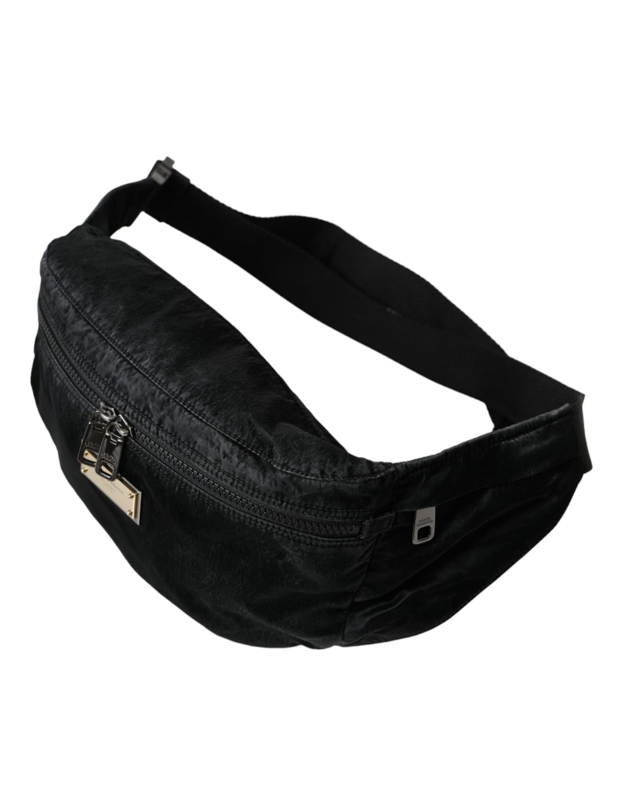 Sac banane Dolce & Gabbana en nylon noir avec plaque logo
