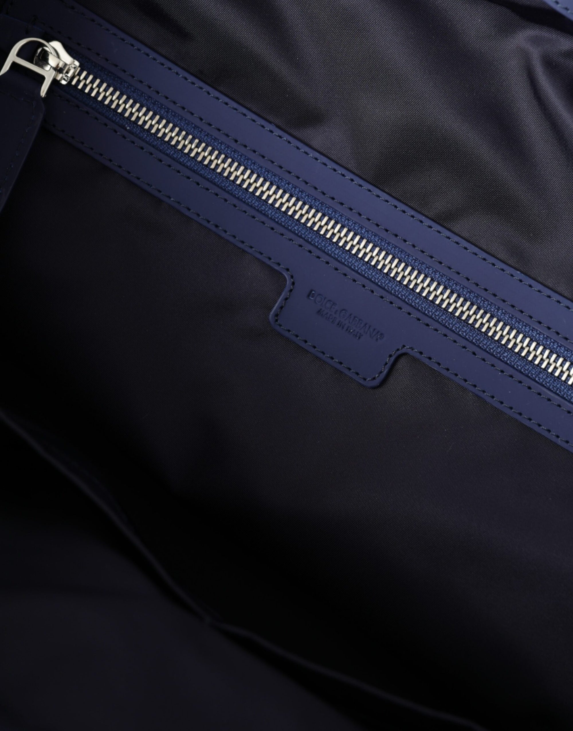 Sac de voyage à bandoulière Dolce &amp; Gabbana en nylon bleu et cuir de veau