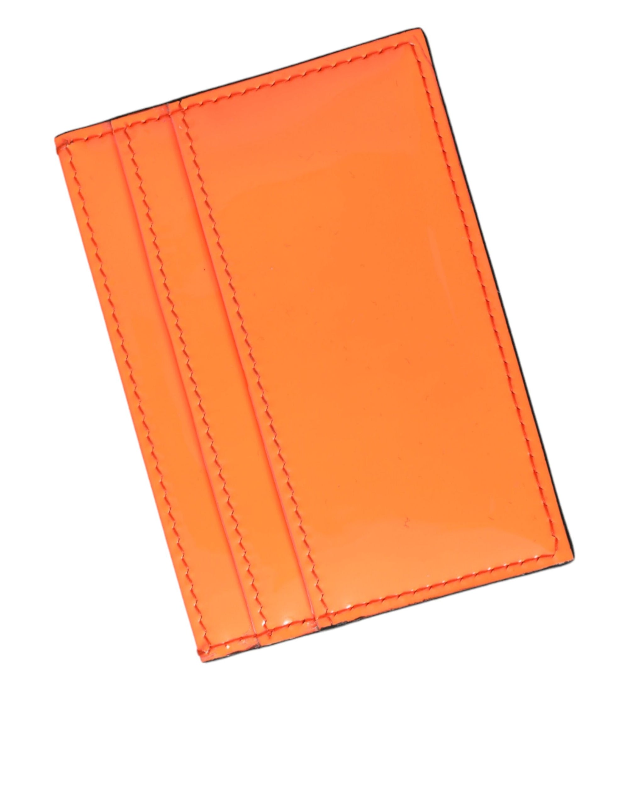 Portefeuille porte-cartes Dolce &amp; Gabbana en cuir orange et noir avec plaque logo