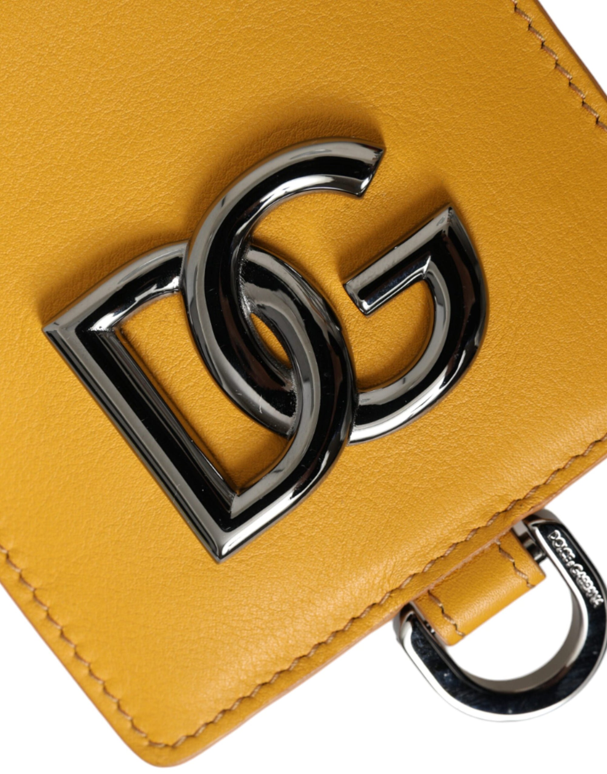 Portefeuille à clip Dolce &amp; Gabbana en cuir de veau orange