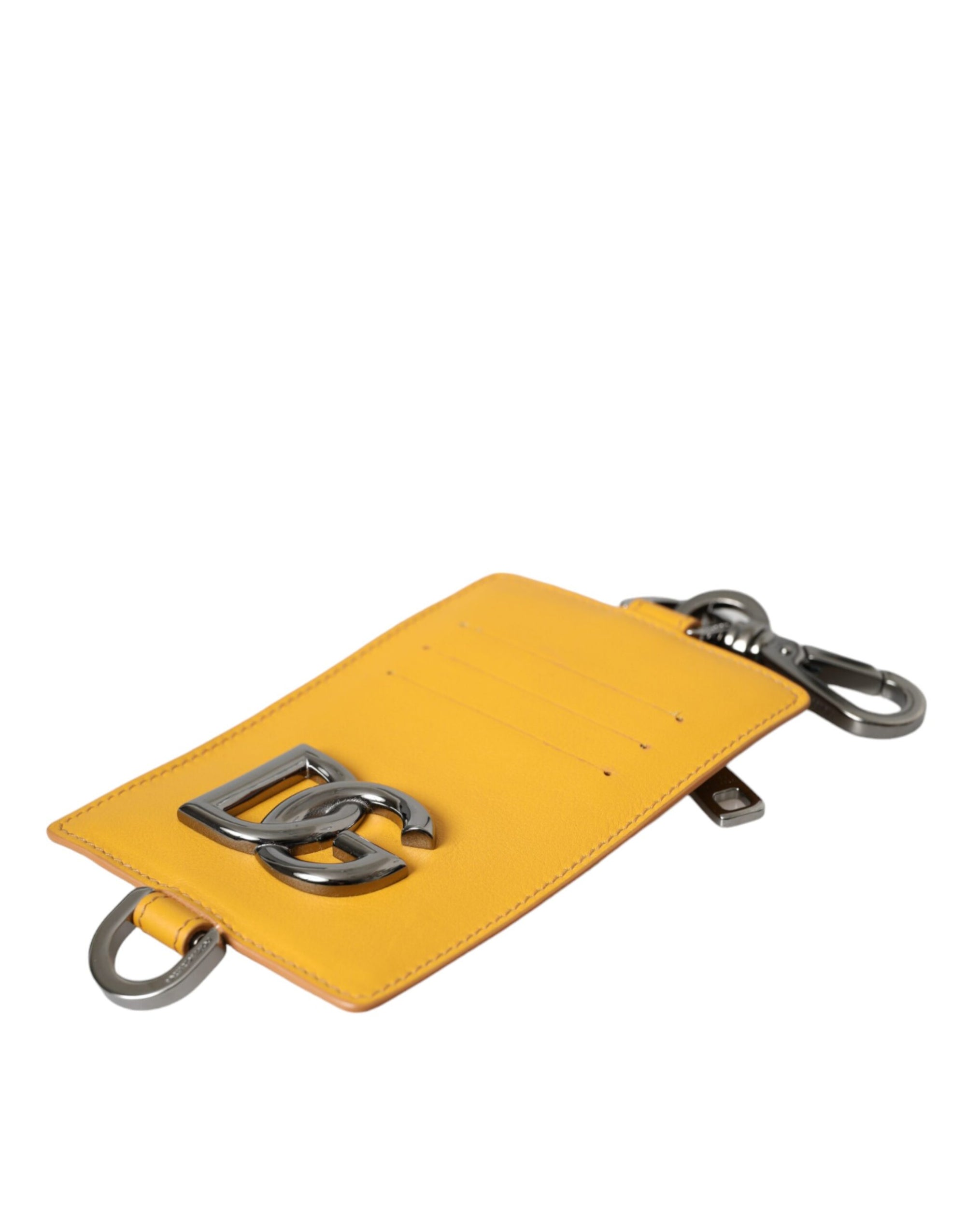 Portefeuille à clip Dolce &amp; Gabbana en cuir de veau orange