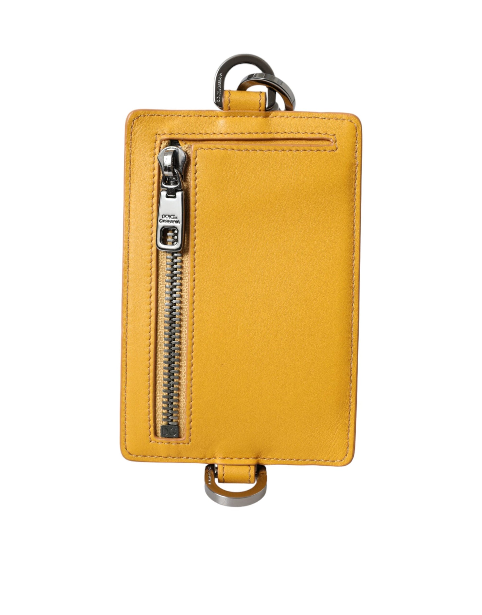 Portefeuille à clip Dolce &amp; Gabbana en cuir de veau orange