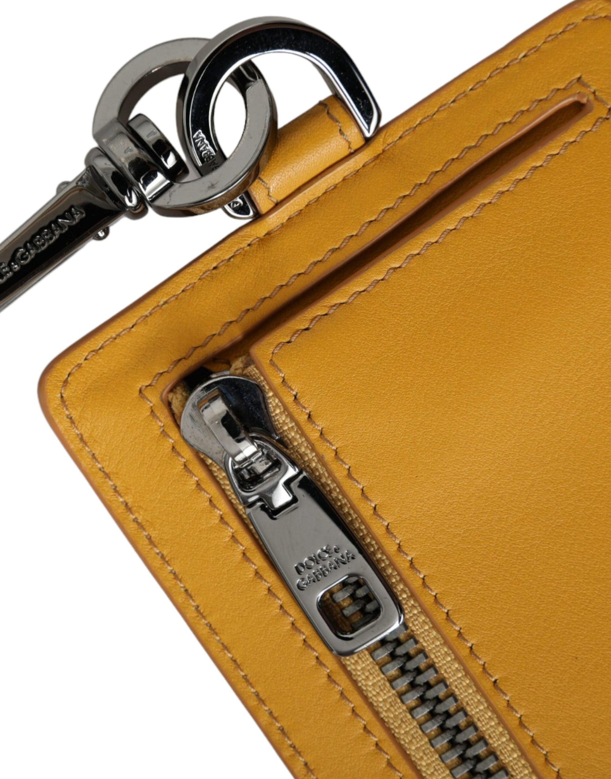 Portefeuille à clip Dolce &amp; Gabbana en cuir de veau orange