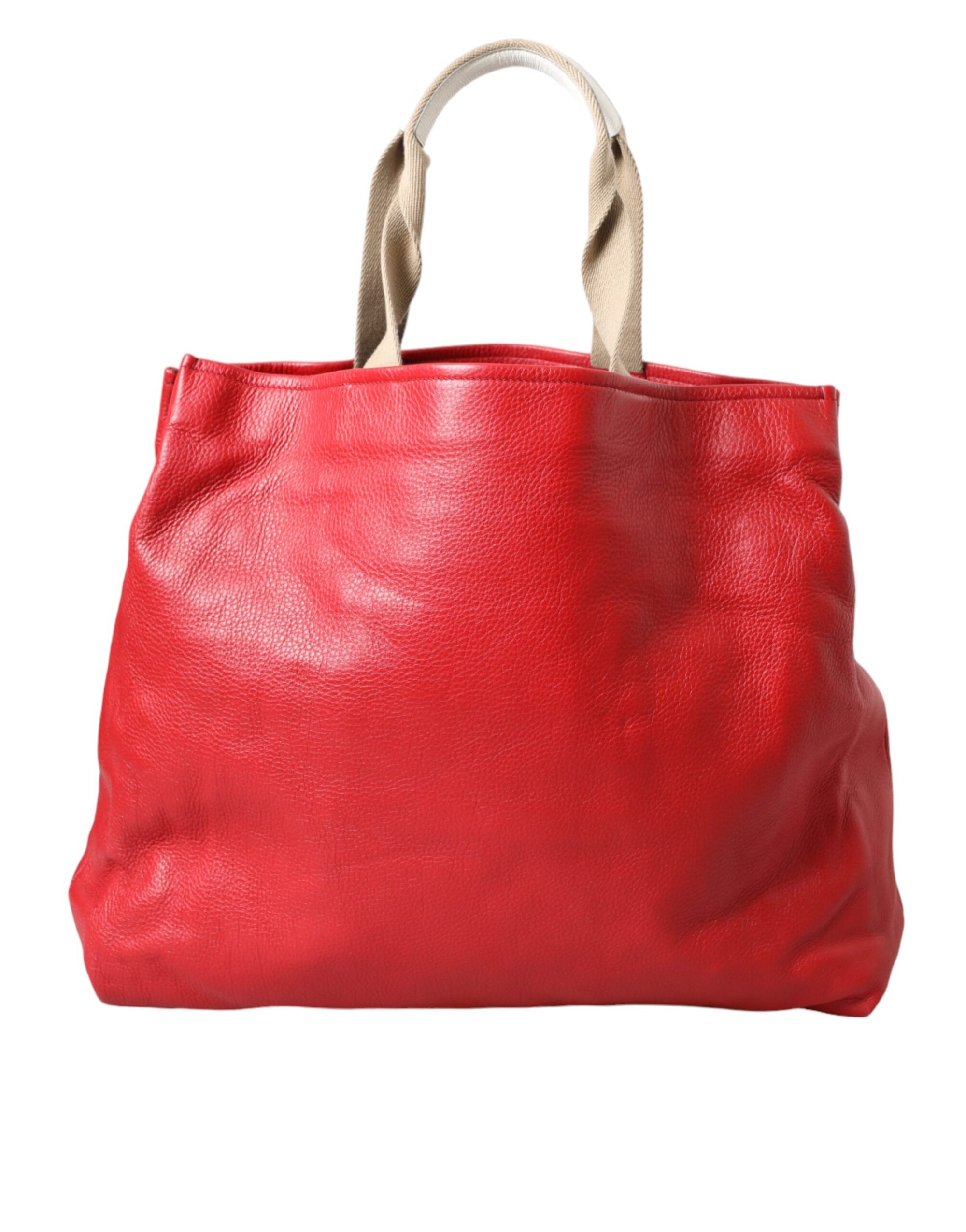 Sac cabas Dolce & Gabbana en cuir rouge avec patch #DGFamily