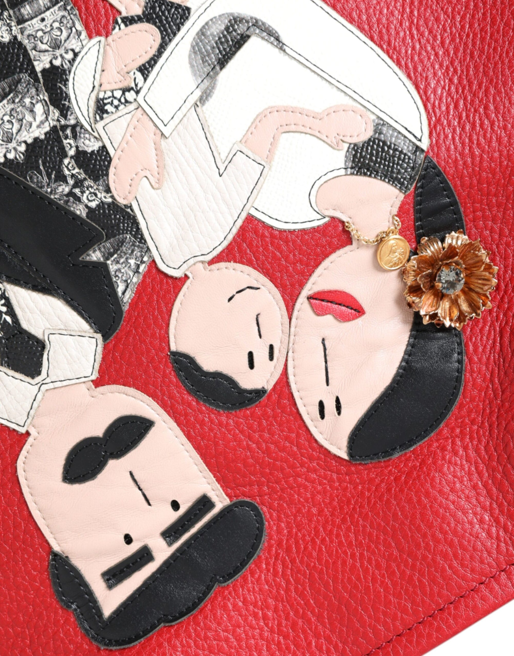 Sac cabas Dolce & Gabbana en cuir rouge avec patch #DGFamily