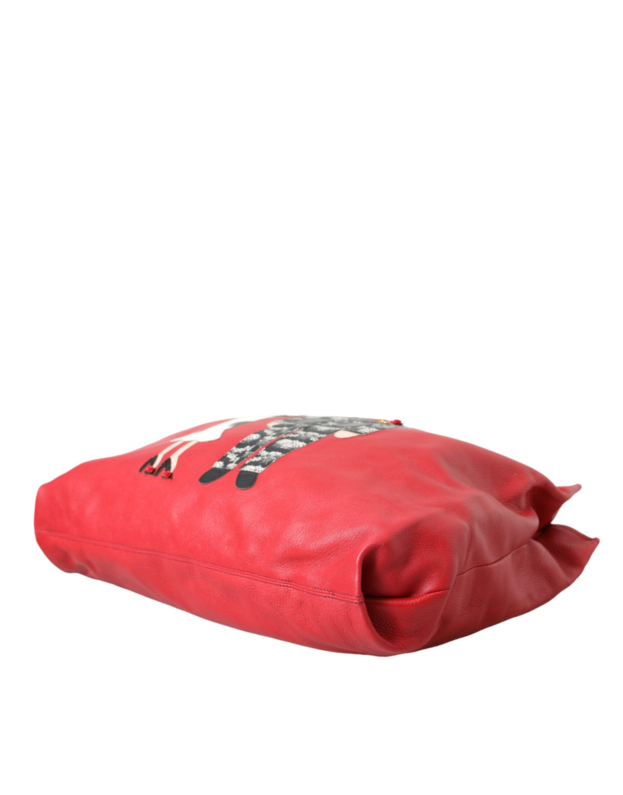 Sac cabas Dolce & Gabbana en cuir rouge avec patch #DGFamily