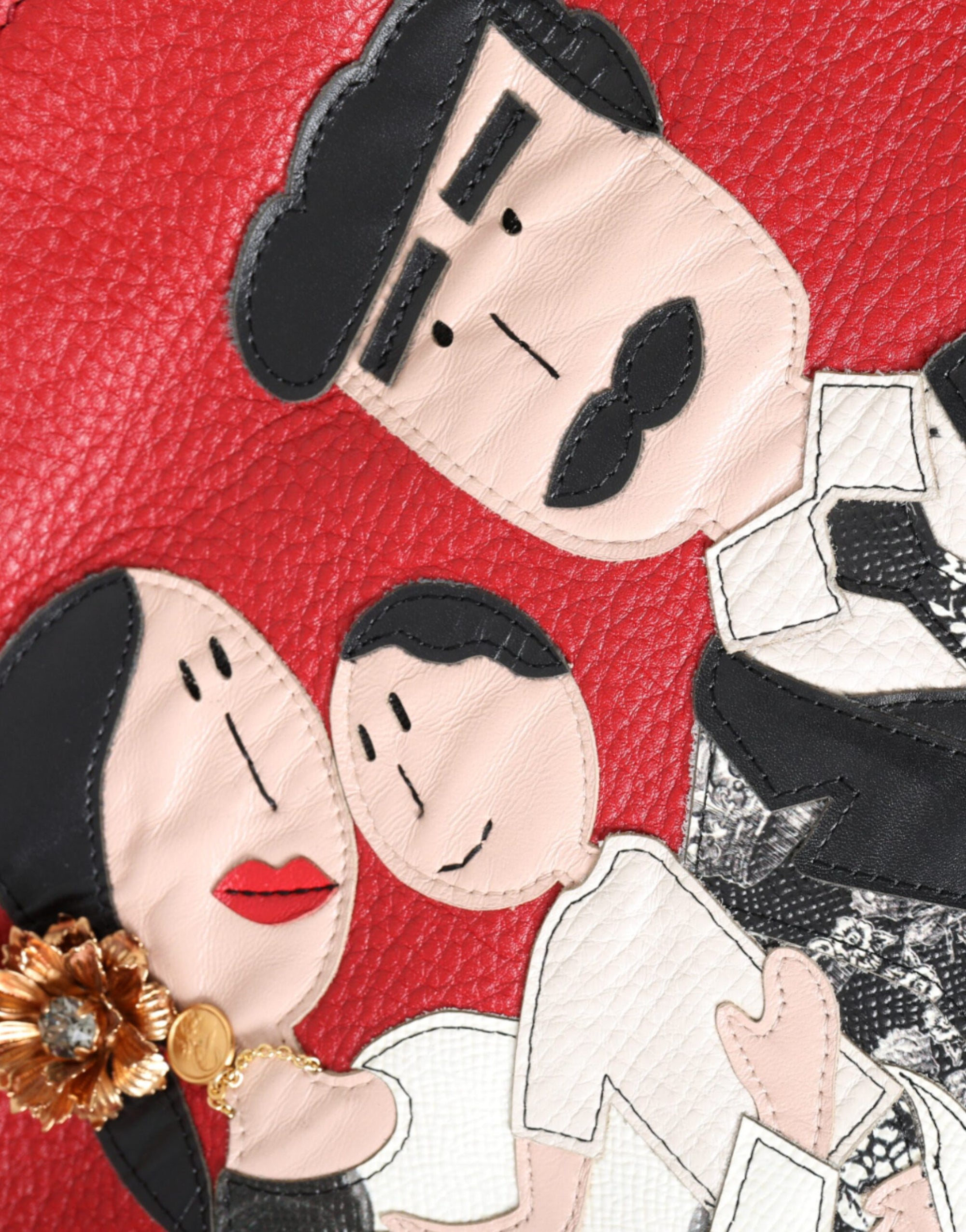 Sac cabas Dolce & Gabbana en cuir rouge avec patch #DGFamily