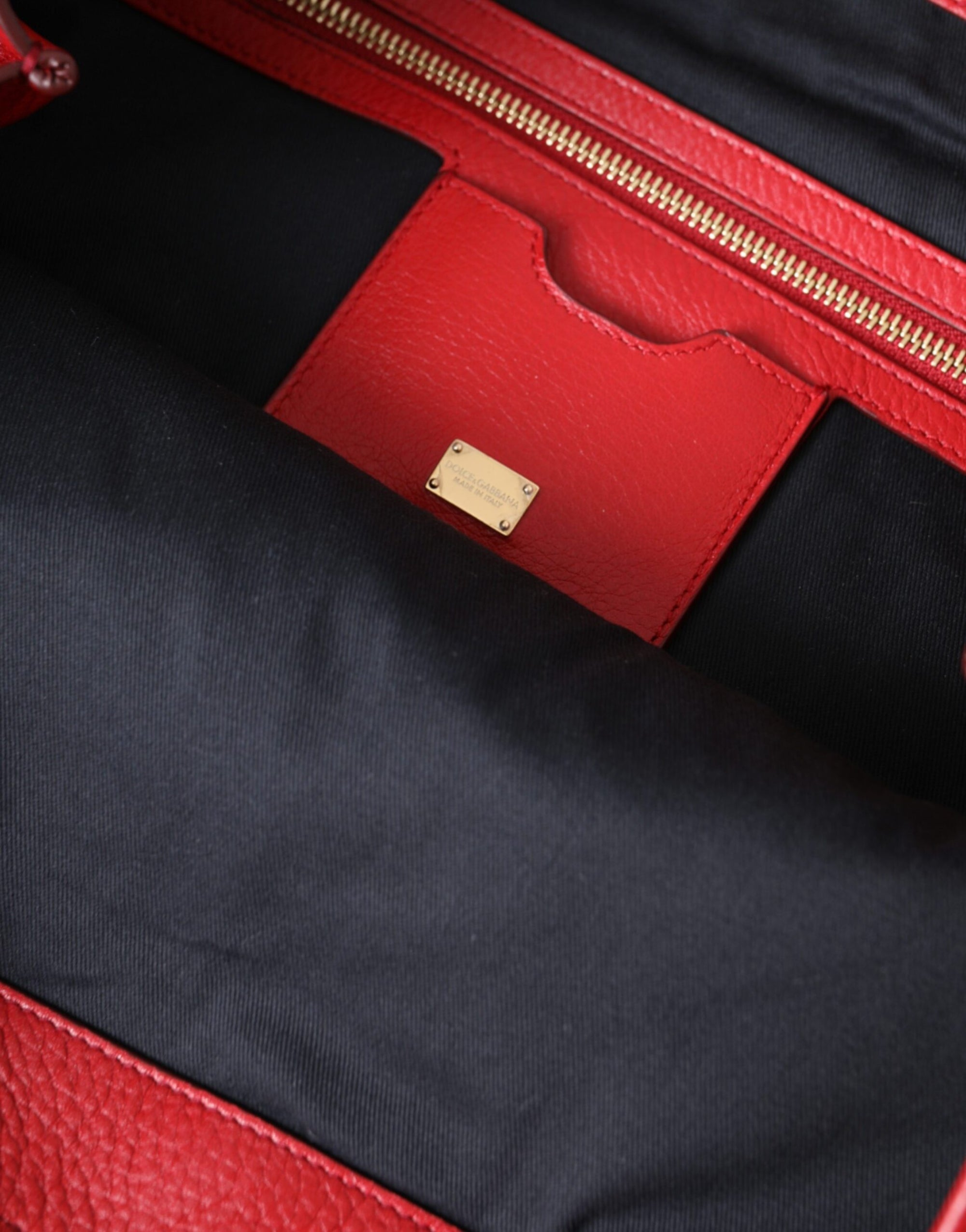 Sac cabas Dolce & Gabbana en cuir rouge avec patch #DGFamily