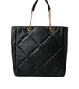 Dolce & Gabbana Black Leather JUNGLE Quilted Shopping Tote Bag