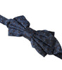 Dolce & Gabbana Navy Blue Silk Patterned Adjustable Men Papillon Bow Tie