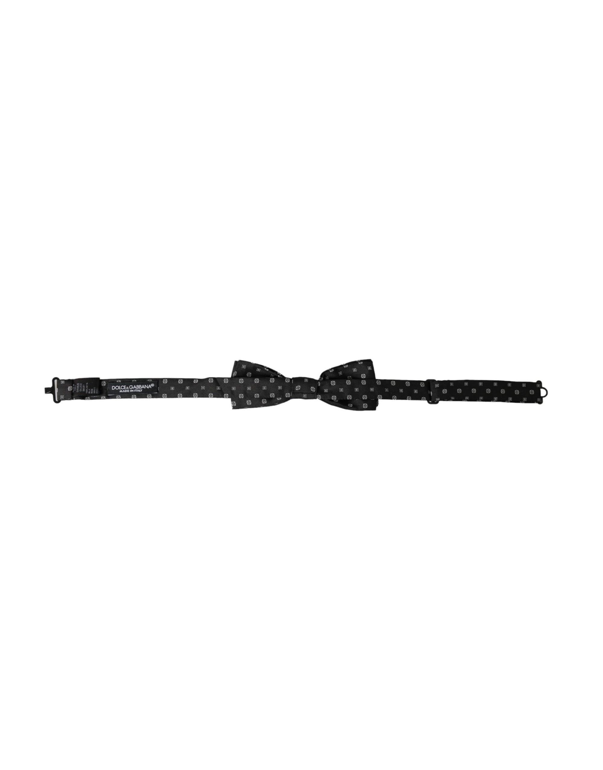 Dolce &amp; Gabbana Black Silk Fantasy Adjustable Neck Men Papillon Bow Tie