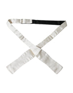 Dolce &amp; Gabbana White Silk Slim Skinny Necktie Men Bow Tie