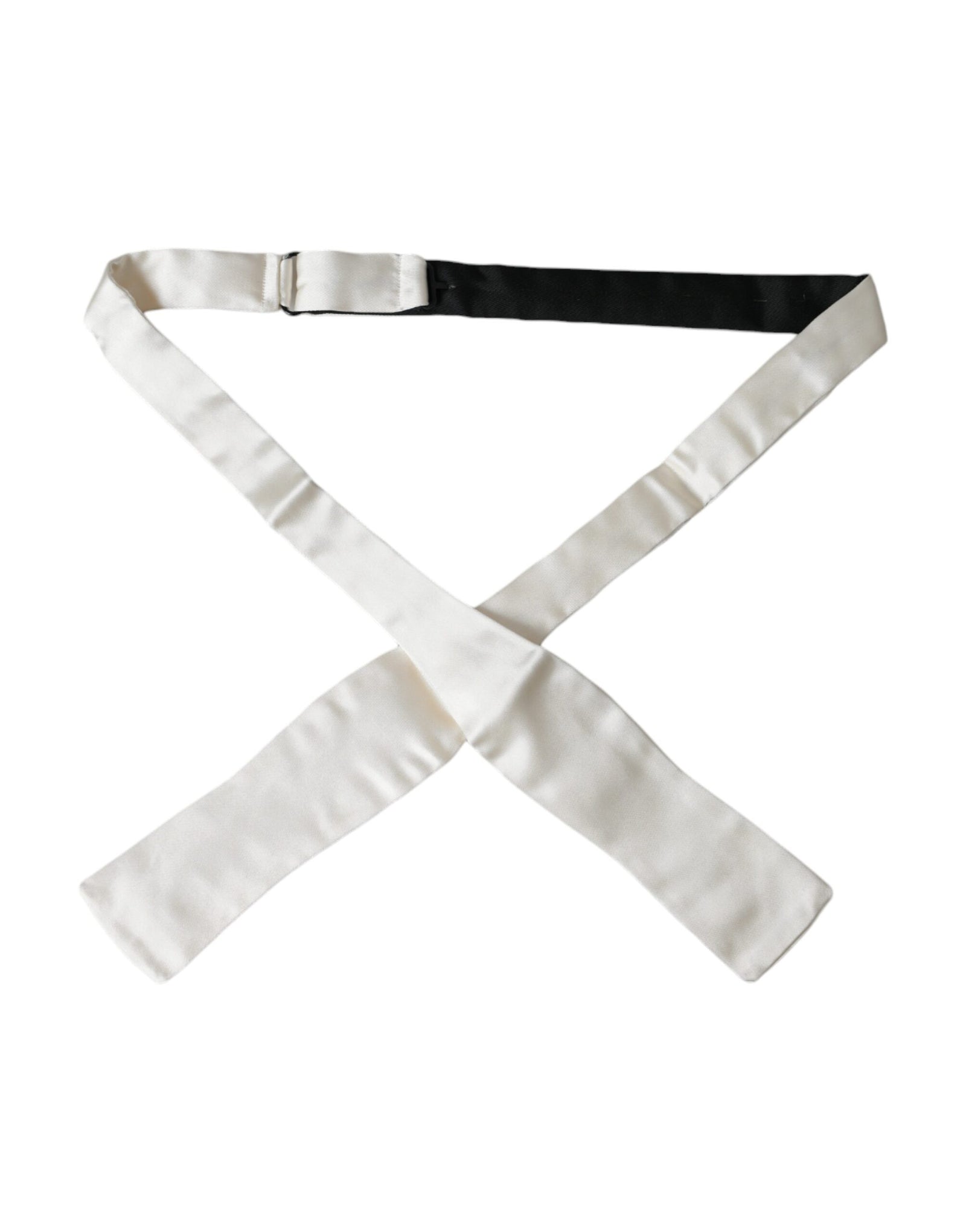 Dolce &amp; Gabbana White Silk Slim Skinny Necktie Men Bow Tie