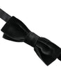 Dolce &amp; Gabbana Black Velvet Cotton Adjustable Neck Men Bow Tie