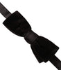 Dolce &amp; Gabbana Black Velvet Cotton Adjustable Neck Men Bow Tie