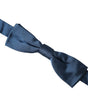 Dolce &amp; Gabbana Blue Satin Silk Adjustable Neck Men Bow Tie