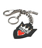 Porte-clés Dolce &amp; Gabbana en laiton argenté avec logo Black Prince Studs