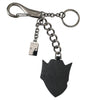 Porte-clés Dolce &amp; Gabbana en laiton argenté avec logo Black Prince Studs