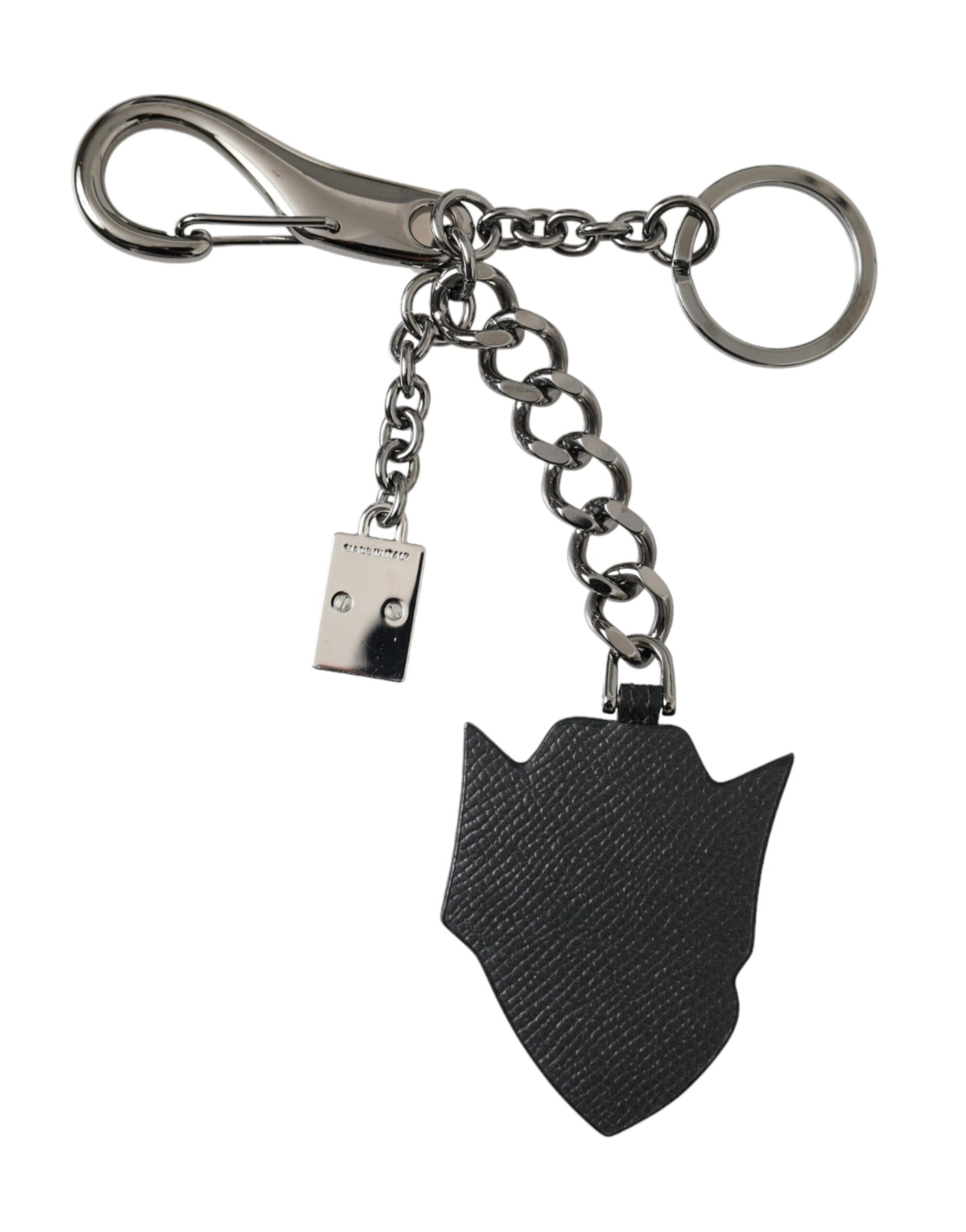 Porte-clés Dolce &amp; Gabbana en laiton argenté avec logo Black Prince Studs