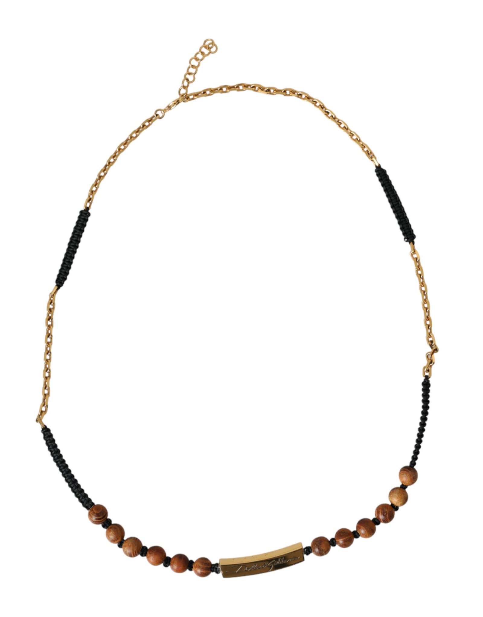 Pendentif Dolce &amp; Gabbana avec logo en perles de bois et or noir