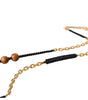 Dolce & Gabbana Black Gold Wooden Beaded Logo Pendant