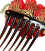 Peigne à cheveux Dolce &amp; Gabbana en soie rouge et laiton doré pour femme