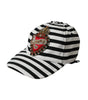 Dolce &amp; Gabbana Black White Stripe Amore Heart Applique Baseball Hat