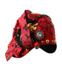 Dolce &amp; Gabbana Red Crystal Gold Roses Brooch Embellished Hat