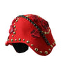 Dolce &amp; Gabbana Red Crystal Gold Roses Brooch Embellished Hat