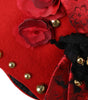 Dolce &amp; Gabbana Red Crystal Gold Roses Brooch Embellished Hat