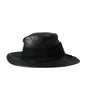 Dolce &amp; Gabbana Black Leather DG Coin Crystal Wide Brim Hat