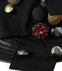 Dolce &amp; Gabbana Black Leather DG Coin Crystal Wide Brim Hat