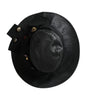 Dolce &amp; Gabbana Black Leather DG Coin Crystal Wide Brim Hat