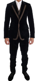 Costume trois pièces slim bleu élégant Dolce &amp; Gabbana