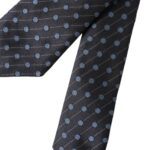 Dolce &amp; Gabbana Black Blue Polka Dot Silk Adjustable Men Tie