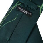Dolce &amp; Gabbana Green Printed 100% Silk Adjustable Men Tie
