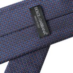 Dolce &amp; Gabbana Navy Blue Silk Patterned Adjustable Men Tie