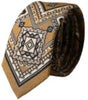 Dolce &amp; Gabbana Yellow 100% Silk Wheel Print Adjustable Men Tie