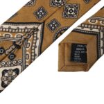 Dolce &amp; Gabbana Yellow 100% Silk Wheel Print Adjustable Men Tie